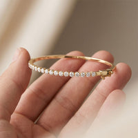 2.00 Ct Round Cut Lab Grown Diamond Dainty Beaded Tennis Bracelet for Women Gold
