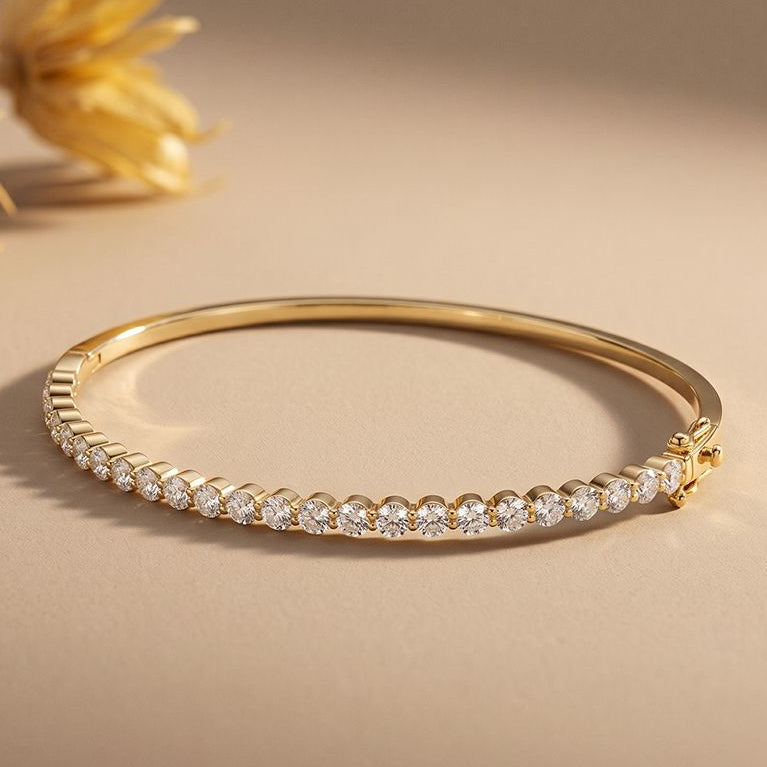 2.00 Ct Round Cut Lab Grown Diamond Dainty Beaded Tennis Bracelet for Women Gold