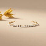 2.30 Ct Round Cut Lab Grown Diamond Open Cuff Bangle Bracelet for Women Gold