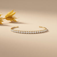 2.30 Ct Round Cut Lab Grown Diamond Open Cuff Bangle Bracelet for Women Gold