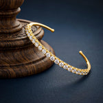 2.30 Ct Round Cut Lab Grown Diamond Open Cuff Bangle Bracelet for Women Gold