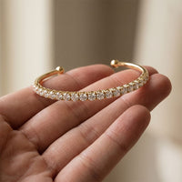 2.30 Ct Round Cut Lab Grown Diamond Open Cuff Bangle Bracelet for Women Gold