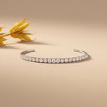 2.30 Ct Round Cut Lab Grown Diamond Open Cuff Bangle Bracelet for Women White