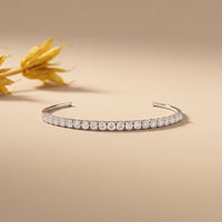 2.30 Ct Round Cut Lab Grown Diamond Open Cuff Bangle Bracelet for Women White