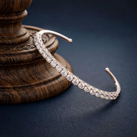 2.30 Ct Round Cut Lab Grown Diamond Open Cuff Bangle Bracelet for Women White