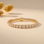 13.20 Ct Round Cut Lab Grown Diamond Sculpted Gallery Bracelet for Women Gold