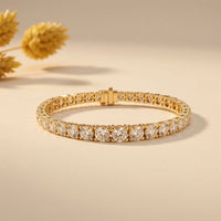 13.20 Ct Round Cut Lab Grown Diamond Sculpted Gallery Bracelet for Women Gold