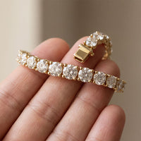 13.20 Ct Round Cut Lab Grown Diamond Sculpted Gallery Bracelet for Women Gold