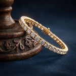 13.20 Ct Round Cut Lab Grown Diamond Sculpted Gallery Bracelet for Women Gold