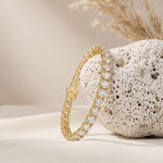 13.20 Ct Round Cut Lab Grown Diamond Sculpted Gallery Bracelet for Women Gold