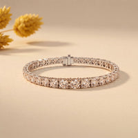 13.20 Ct Round Cut Lab Grown Diamond Sculpted Gallery Bracelet for Women White