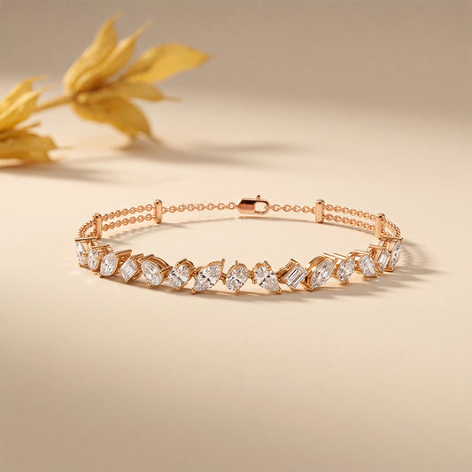 1.05 Ct Multi-Stone Lab Grown Diamond Geometric Station Bracelet