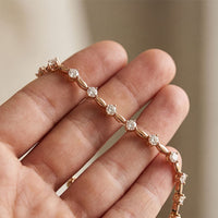 2.10 Ct Round Cut Lab Grown Diamond Flowing Loop Bracelet for Women Rose Gold
