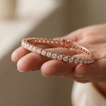 11 Ct Round Cut Lab Grown Diamond Chevron Frame Tennis Bracelet for Women Rose Gold