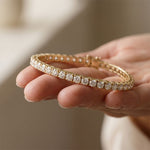11 Ct Round Cut Lab Grown Diamond Chevron Frame Tennis Bracelet for Women Gold