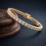 11 Ct Round Cut Lab Grown Diamond Chevron Frame Tennis Bracelet for Women Gold
