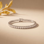 11 Ct Round Cut Lab Grown Diamond Chevron Frame Tennis Bracelet for Women White