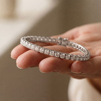 11 Ct Round Cut Lab Grown Diamond Chevron Frame Tennis Bracelet for Women White