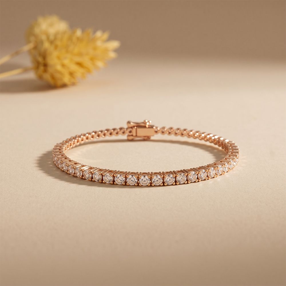 1.95 Ct Round Cut Lab Grown Diamond Classic Line Tennis Bracelet for Women Rose Gold