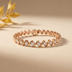6.45 Ct Round Cut Lab Grown Diamond Wave Crossover Bracelet for Women Rose Gold