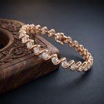6.45 Ct Round Cut Lab Grown Diamond Wave Crossover Bracelet for Women Rose Gold