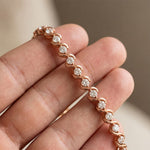 6.45 Ct Round Cut Lab Grown Diamond Wave Crossover Bracelet for Women Rose Gold