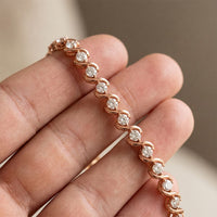 6.45 Ct Round Cut Lab Grown Diamond Wave Crossover Bracelet for Women Rose Gold