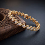 6.45 Ct Round Cut Lab Grown Diamond Wave Crossover Bracelet for Women Gold