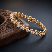 6.45 Ct Round Cut Lab Grown Diamond Wave Crossover Bracelet for Women Gold
