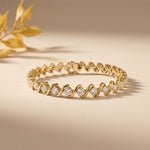 6.45 Ct Round Cut Lab Grown Diamond Wave Crossover Bracelet for Women Gold