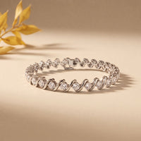 6.45 Ct Round Cut Lab Grown Diamond Wave Crossover Bracelet for Women White