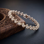 6.45 Ct Round Cut Lab Grown Diamond Wave Crossover Bracelet for Women White