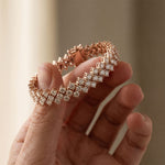 6 Ct Round Cut Lab Grown Diamond Double Chevron Bracelet for Women Rose Gold