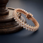 6 Ct Round Cut Lab Grown Diamond Double Chevron Bracelet for Women Rose Gold