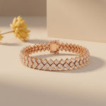 6 Ct Round Cut Lab Grown Diamond Double Chevron Bracelet for Women Rose Gold