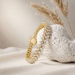 6 Ct Round Cut Lab Grown Diamond Double Chevron Bracelet for Women Gold
