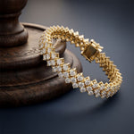 6 Ct Round Cut Lab Grown Diamond Double Chevron Bracelet for Women Gold