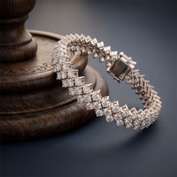 6 Ct Round Cut Lab Grown Diamond Double Chevron Bracelet for Women White