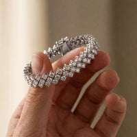6 Ct Round Cut Lab Grown Diamond Double Chevron Bracelet for Women White