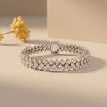 6 Ct Round Cut Lab Grown Diamond Double Chevron Bracelet for Women White