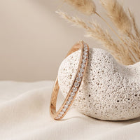 3.45 Ct Round Cut Lab Grown Diamond Inset Sparkle Bangle Bracelet for Women Gold