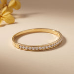 3.45 Ct Round Cut Lab Grown Diamond Inset Sparkle Bangle Bracelet for Women Gold