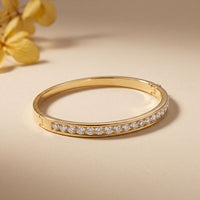 3.45 Ct Round Cut Lab Grown Diamond Inset Sparkle Bangle Bracelet for Women Gold