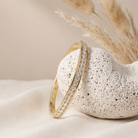 3.45 Ct Round Cut Lab Grown Diamond Inset Sparkle Bangle Bracelet for Women Gold