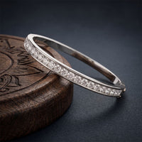 3.45 Ct Round Cut Lab Grown Diamond Inset Sparkle Bangle Bracelet for Women White