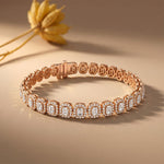 7.05 Ct Radiant Cut Lab Grown Diamond Halo Bracelet Rose Gold