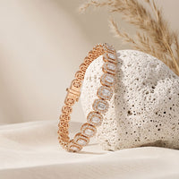 7.05 Ct Radiant Cut Lab Grown Diamond Halo Bracelet Rose Gold