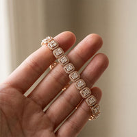 7.05 Ct Radiant Cut Lab Grown Diamond Halo Bracelet Rose Gold