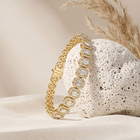 7.05 Ct Radiant Cut Lab Grown Diamond Halo Bracelet Gold