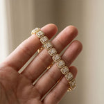 7.05 Ct Radiant Cut Lab Grown Diamond Halo Bracelet Gold